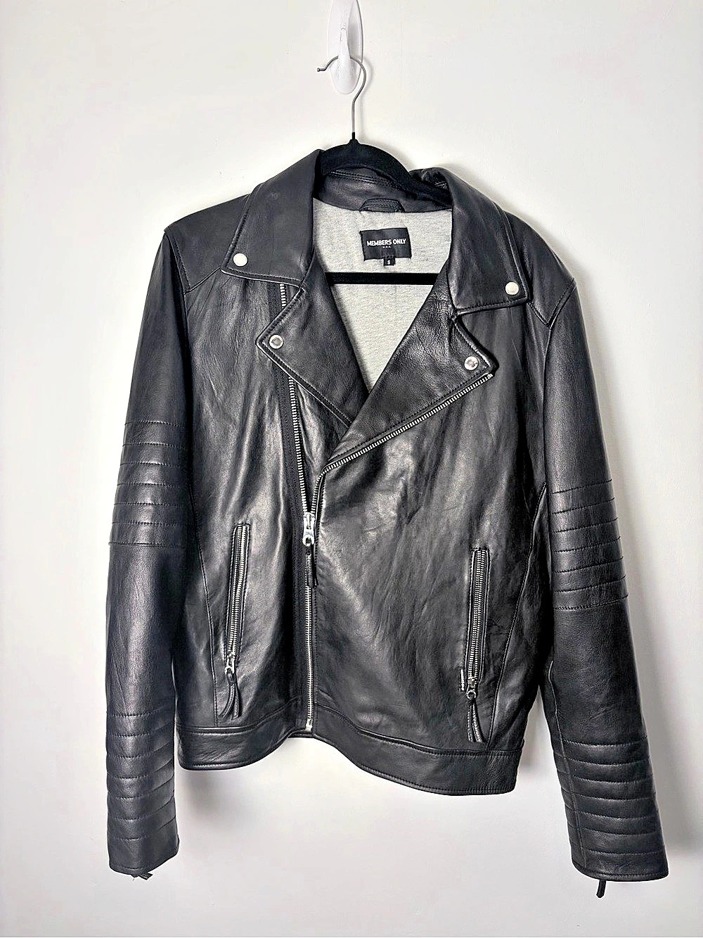 Members Only Black Leather Moto Biker Jacket Size Small